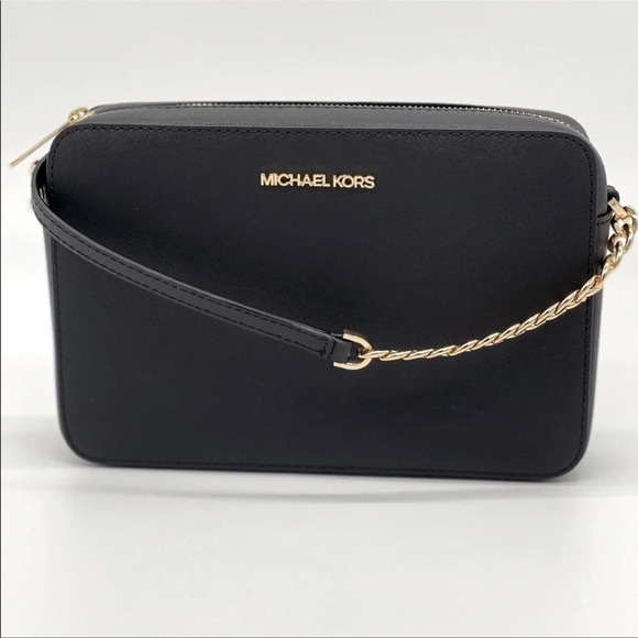 Michael Kors Jet Set Item Crossbody Bag Leather Black - Picture 1 of 9